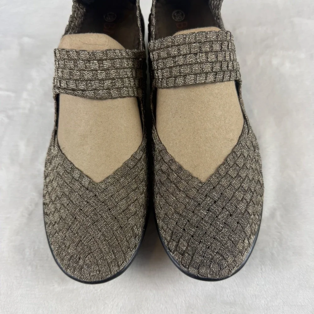 Bernie Mev Lulia Wedge Sandals Womens 39 Bronze Woven Elastic Platform Shoes